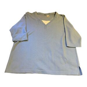 Hastings & Smith Top Knit Mock Neck Basic Light Blue Pullover Women's 1X Plus